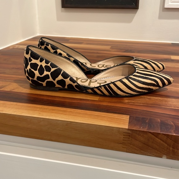 Women’s calf hair animal print pointed toe flats 7.5 - Picture 3 of 4